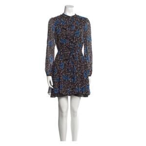 Saloni Tilly Long-sleeve Floral Silk Mini Dress